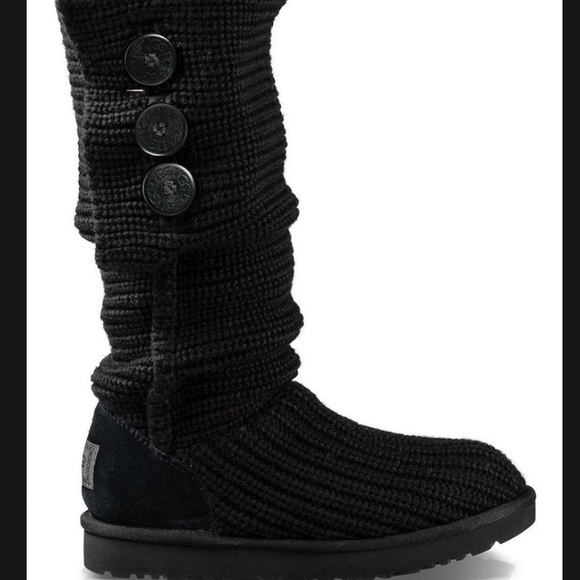 UGG Shoes - UGG Black Tall Cable Sweater Boots